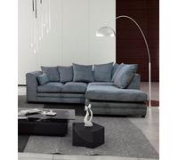 Casper Fabric 4 Seater Right Hand Facing Corner Sofa Furniture 786 Grey One Size