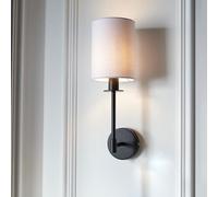 casper fabric cylinder shade wall light in matt black