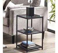 casper smoked glass side table tall narrow with black frame