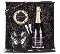 Caspian Caviar House Fizz Gift Set 250g | Luxury Caviar & Champagne Gift Box with Glass Bowl & Spoons | Premium Siberian Sturgeon Caviar | Elegant Magnetic Gift Packaging