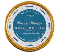 Caspian Caviar Royal Beluga Hybrid Caviar 50g | Premium & Luxury Sturgeon | Malossol Caviar with Large Dark Grey Pearls | Rich, Buttery & Creamy Flavour | Perfectly Farmed in Italy