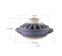 Casserole Ceramic Casserole Stew Pot Household Cooking Gas Retro Flower Pattern Soup Pots High Temperature Resistant 1.5L(Black)