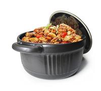 Casserole Clay Pot Heat-resistant Premium Ceramic Bowls Lid Cooking Soup Black White (Black 88oz)