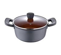 San Ignacio Bronze Collection Non Stick Sauce Pan with Stay Cool Handle & Glass Lid | Cast Aluminum Cooking Stock Pots & Casserole for Induction,