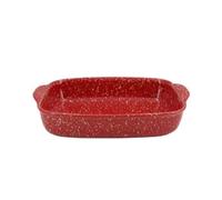Casserole Dish Ceramic Dinner Plates Red and Black Rectangular Kitchen(Red,Medium)