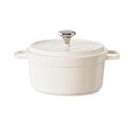 Casserole Dish Enameled Cast Aluminum Oven with Lid 4.7L Stew Pot for Bread Baking Casserole Dish Nonstick Pan for All Heat Source 24cm(White)