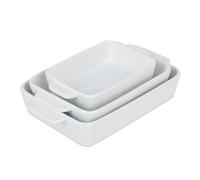 Casserole dish ovenware trio Rectangular Bakeware White microwave safe Ceramic