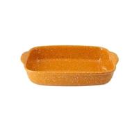 Casserole Dish Rectangular Ceramic Double Handled Heat Baking Dish Kitchen(Orange,Medium)