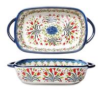 Casserole Dish Small Made of Keamik, Baking Mould Oven Dish with Ceramic Handles, Casserole Dishes Ceramic with Handle, Casserole Dish Small Ceramic Baking Mould for Lasagna, Tiramisu, Casserole, 23.5