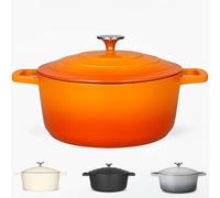 Casserole Dish with Lid Medium 4L, 24cm - Lightweight Cast Aluminium Casserole Pan Deep or Shallow Induction Hob & Oven Safe, Durable Non-Stick Cooking Pot Stew, Roast (Orange, 24cm - Deep)