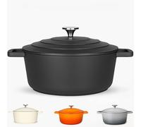 Casserole Dish with Lid Medium 4L, 24cm or 28cm - Lightweight Cast Aluminium Casserole Pan Deep or Shallow Induction Hob & Oven Safe, Durable Non-Stick Cooking Pot Stew, Roast (Black, 24cm - Deep)