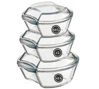 Casserole Dishes with Lids, Glass, Set of 3