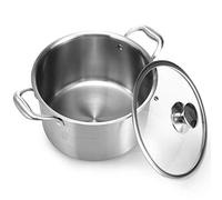 Casserole Non-Stick Pan 304 Stainless Steel Soup Pot Double Bottom Three-Layer Steel Gas Stove Induction Cooker Universal Thickening Soup Pot 28Cm Frying Pan