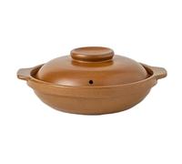 Casserole Pot Ceramic, Ceramic Stock Pot with Lid, Unglazed Shallow Casserole with Double Handles, for Soup Stew Porridge Clay Pot Rice and Daily Family Meals (1.2L)