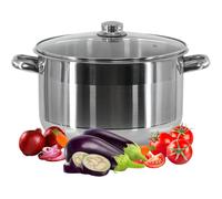 Casserole Stockpot 6.5L Large Deep Induction Base Cooking Pot - Silver