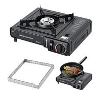 Cassette Camping Stove - Outdoor Use Windproof Portable Cassette Burner Accurate Heat Control Picnic Cooking Utensil Storage for Outdoor Travel and Camping