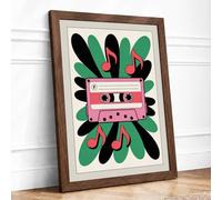 Cassette Dreams Retro Framed Wall Art Print A1 (84.1×59.4cm) Walnut, Wall Decor for Living Room, Bedroom, Office & Home, Ready to Hang, Art Gift