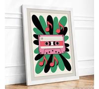 Cassette Dreams Retro Framed Wall Art Print A3 (42×29.7cm) White, Wall Decor for Living Room, Bedroom, Office & Home, Ready to Hang, Art Gift