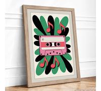 Cassette Dreams Retro Framed Wall Art Print A4 (29.7×21cm) Oak, Wall Decor for Living Room, Bedroom, Office & Home, Ready to Hang, Art Gift