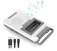Cassette Player Recorder Converter,Record to Cassettes/USB/SD Card via Mic, Portable Cassette to MP3 Music via U Disk/SD Card or PC, Cassette Tape Player with Headphone Jack,Retractable Handle (White)