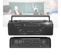 Cassette Player Recorder, Double Tape Player Cassette Recorder, AM/FM Radio, Tape/USB/TF Card Repeater, One-Click Recording/Transcription, for Teaching/Music,A