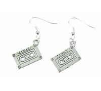 Cassette Tape Earrings DJ Musician Music Tape Mix Tape 80S Silver