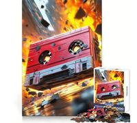 Cassette Tape Explosion Jigsaw 1000 Pieces for Teenagers Focus Ability Cozy Relaxation Interlock Well Ideal Present (38x26cm)