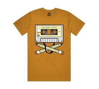 Cassette Tape Men's Retro T-Shirt - Pirate Radio Skull Style 80s 90s Tee - Perfect Alternative Indie Music Gift for Him - Pick Essential Festival Wear - UK Organic Cotton T-Shirts - Mustard 3XL
