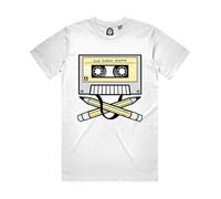 Cassette Tape Men's Retro T-Shirt - Pirate Radio Skull Style 80s 90s Tee - Perfect Alternative Indie Music Gift for Him - Pick Essential Festival Wear - UK Organic Cotton T-Shirts - White XXL