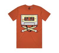 Cassette Tape Men's Retro T-Shirt - Pirate Radio Skull Style 80s 90s Tee - Perfect Alternative Indie Music Gift for Him - Pick Essential Festival Wear - UK Organic Cotton T-Shirts - Paprika L