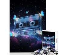 Cassette Tape with Butterflies in Space Jigsaw Puzzles for Adults 1000 Piece Funny Gifts Improve Memory Educational Toy Suitable for Ages 14 And Up (38x26cm)