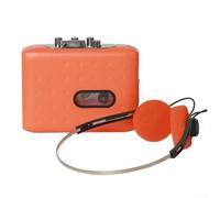 Cassette to MP3 Converter Portable USB Tape Player for Digital Transfer with 3.5mm Jack and Audacity Support - Black(Orange)