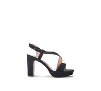 'Cassi' Textile Heeled Sandals Moda In Pelle Black 3