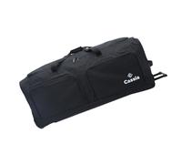 CASSIA LONDON 102L Wheeled Duffle Bag with Trolley Handle, Black | Two front zip pockets separate small belongings; wheels and trolley handle offer rolling transport on your journey.