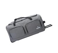 CASSIA LONDON 44L Wheeled Duffle Bag with Trolley Handle, Grey | Two front zip pockets separate small belongings; wheels and trolley handle offer rolling transport on your journey.