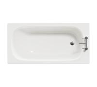 Cassia Straight Single Ended Steel Bath with 2 Tap Holes including Legs | White | 1400mm x 700mm