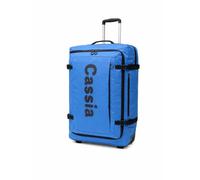 Cassia Wheeled Duffle Bag Set and Backpack - Deluxe PVC and Polyester Travel Bags with Cargo Straps, Waterproof Zippers, Trolley Wheels & Expandable Backpack (Blue, 68)