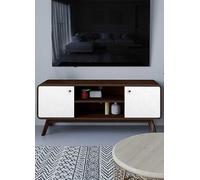 Dorel Cassie Tv-Stand With 2 Doors In Walnut Look White