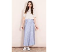 Cassie Silky Midi Slip Skirt - Denim Blue/White, Polka Dot Sarta Blue L