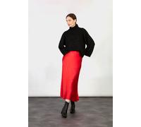 Cassie Silky Midi Slip Skirt - Red Sarta Red M