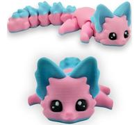Cassie the Cotton Candy Fox - 3D Printed Fidget Fantasy Animal - Cute, Wiggly & Flexible - Sensory Stress Relief for ADHD & Autism - Collectible, Fun Gift & Home Desk Decor for gifting