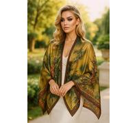 Cassie Wedding Guest Summer Scarf Shawl Lemon Daisy Accessories Dark Green One Size