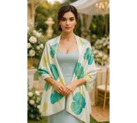 Cassie Wedding Guest Summer Scarf Shawl Lemon Daisy Accessories Duck Egg Blue One Size