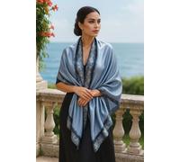 Cassie Wedding Guest Summer Scarf Shawl Lemon Daisy Accessories Pale Blue One Size