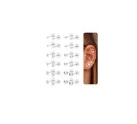 CASSIECA 12Pairs Flat Back Earrings for Women Men 316L Surgical Steel Earrings Hypoallergenic Small CZ Silver Stud Sleeper Earring Set for Women Cartilage Tragus Helix Jewellery Piercing 2-4mm