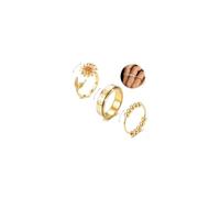 CASSIECA 3Pcs Fidget Rings for Women Stainless Steel Anxiety Ring Set | Anxiety Spinner Ring Gold Silver Moonstone Sunflower Mood Ring Set Knuckle Thumb Rings Jewellery for Women Girls Size 52-62