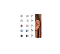 CASSIECA 5 Pairs Titanium Earrings for Men Women Hypoallergenic Cubic Zirconia Stud Earrings G23 Titanium Ear Piercing Sleeper Cartilage Stud Earring Set for Sensitive Ears Silver 4MM