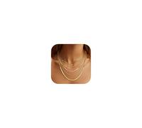 CASSIECA 5Pcs Gold Layered Necklace for Women, 14K Gold Plated Necklaces Paperclip Snake Cubic Zirconia Chain Necklace Stackable Dainty Womens Jewellery Necklaces