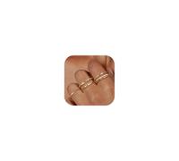 CASSIECA 5Pcs Gold Rings for Women, Gold Ring Set Stack with Cubic Zirconia Minimalist Thumb Rings Women Wedding Eternity Engagement Ring Jewellery for Ladies with Gift Box Size S