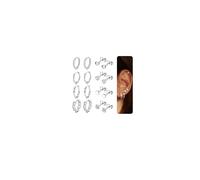 CASSIECA 8 Pairs Silver Earrings for Women 316L Surgical Steel Hypoallergenic Stud Earrings Set for Multiple Piercings Small Huggie Hoop Helix Cartilage Sleeper Earrings Stack for Women Girls
